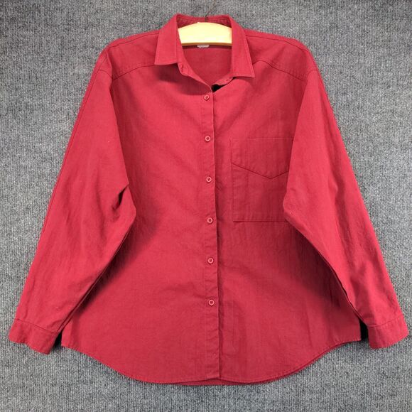 Lee Mens Button-Up Shirt Red Small Long Sleeve Chest Pocket Vented Curved Hem - Picture 2 of 12